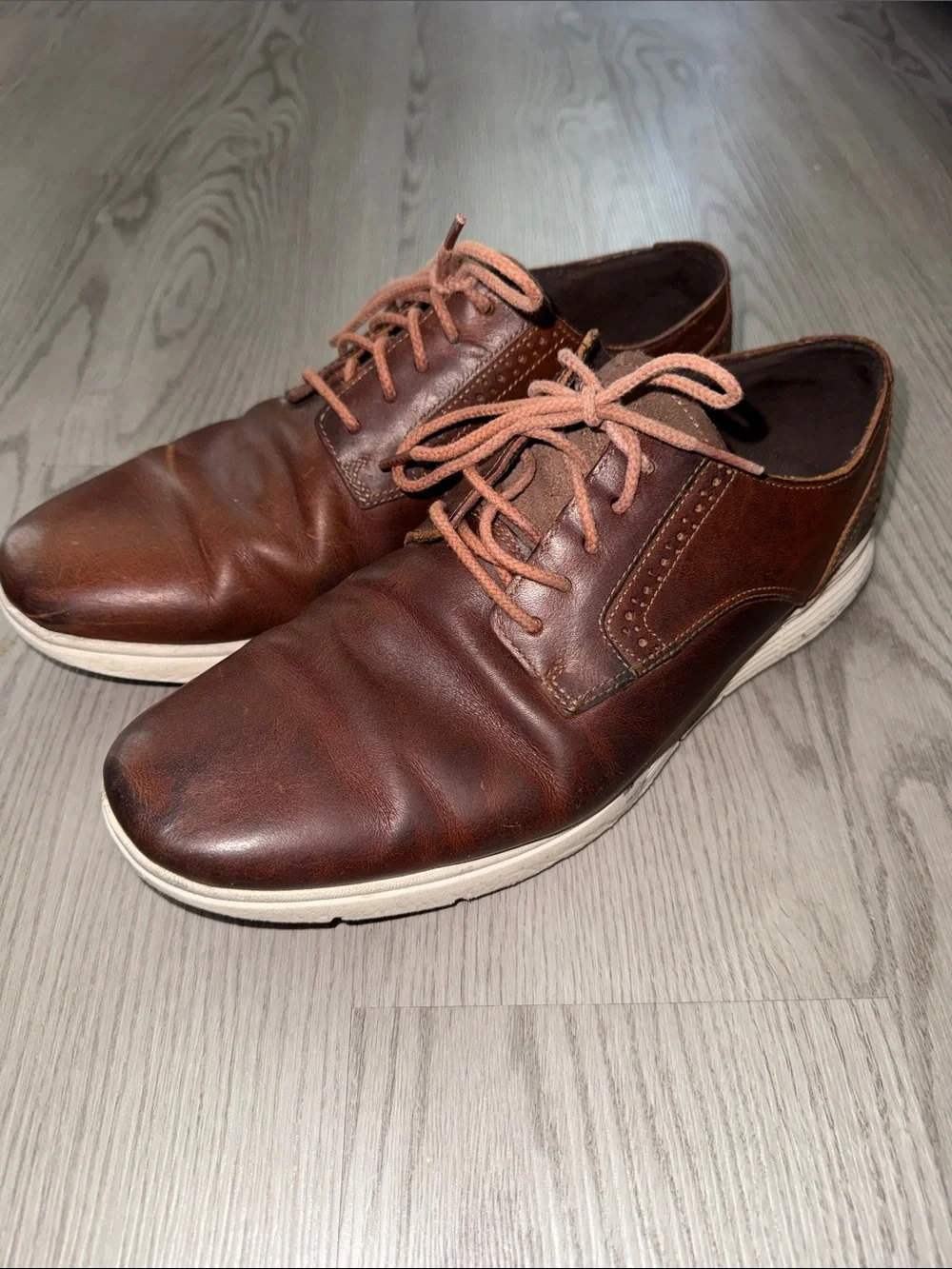 Timberland Brown Leather Lace-Up Derby with White Sole